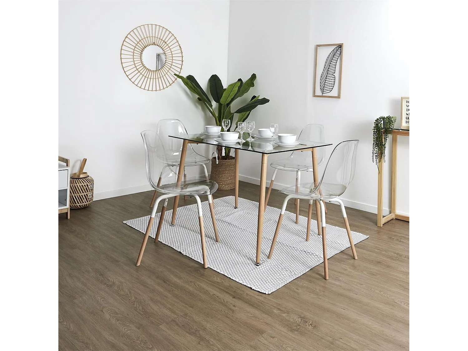 Chaises scandinave Phenix en plastique et métal - Transparent
