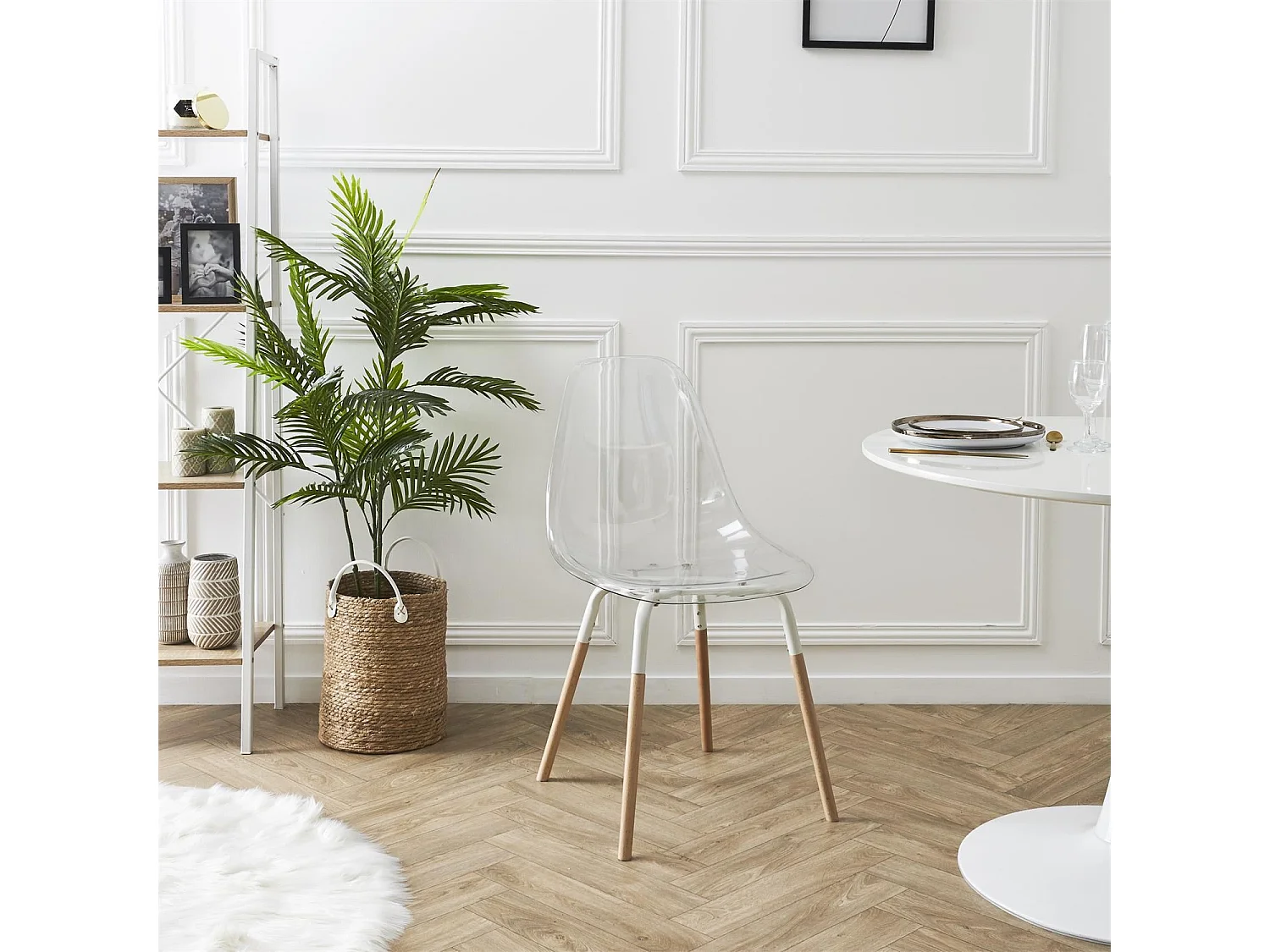 Chaises scandinave Phenix en plastique et métal - Transparent