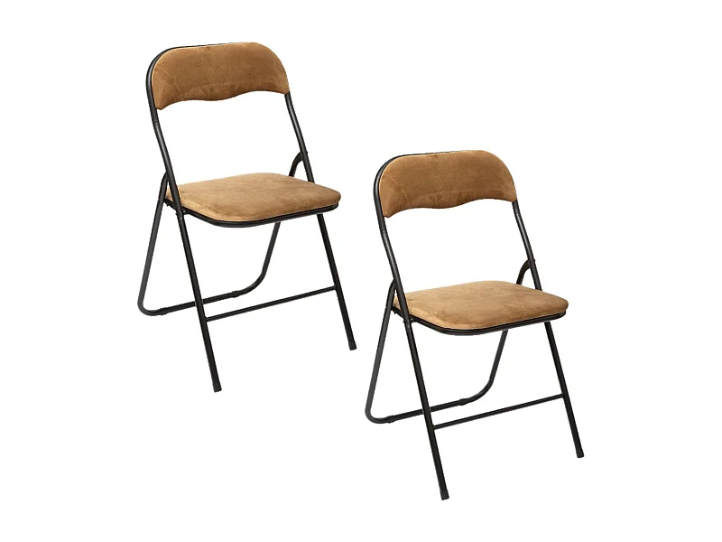 Lot de 2 chaises pliantes effet velours