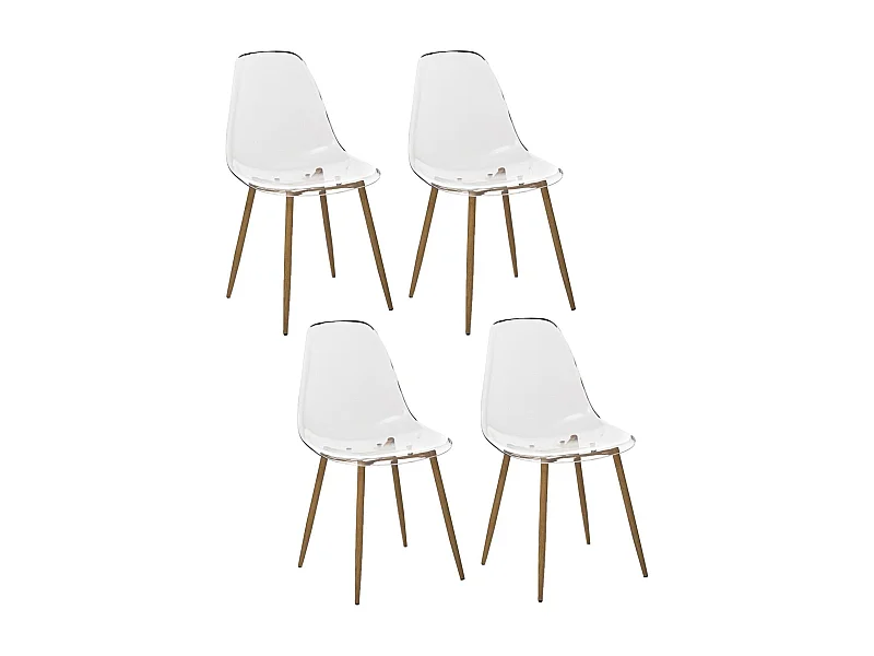 Lot de 4 Chaises Thao en polycarbonate - Transparent et Beige