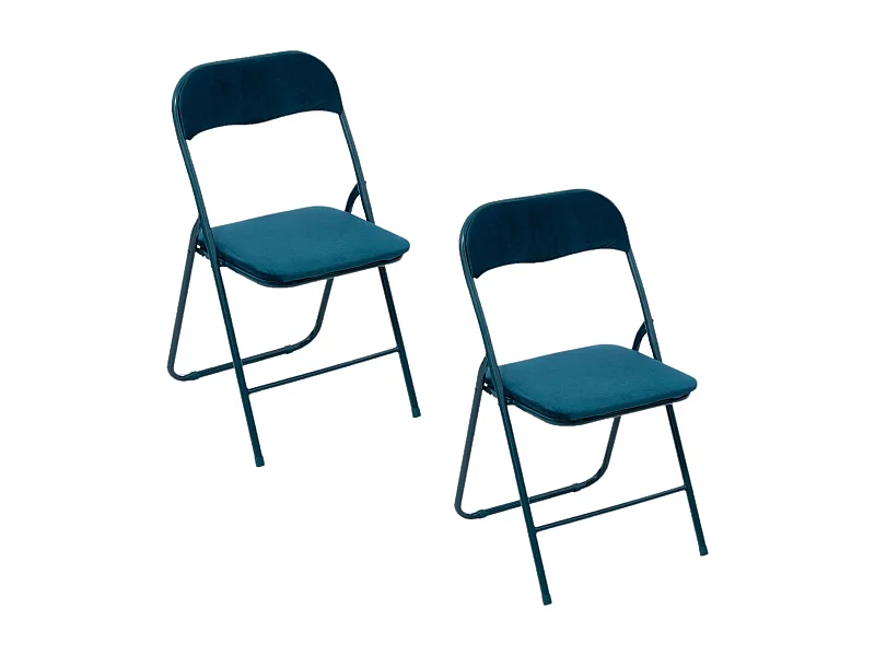 Lot de 2 chaises pliantes effet velours