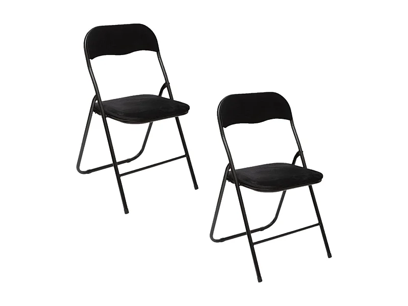 Lot de 2 chaises pliantes effet velours