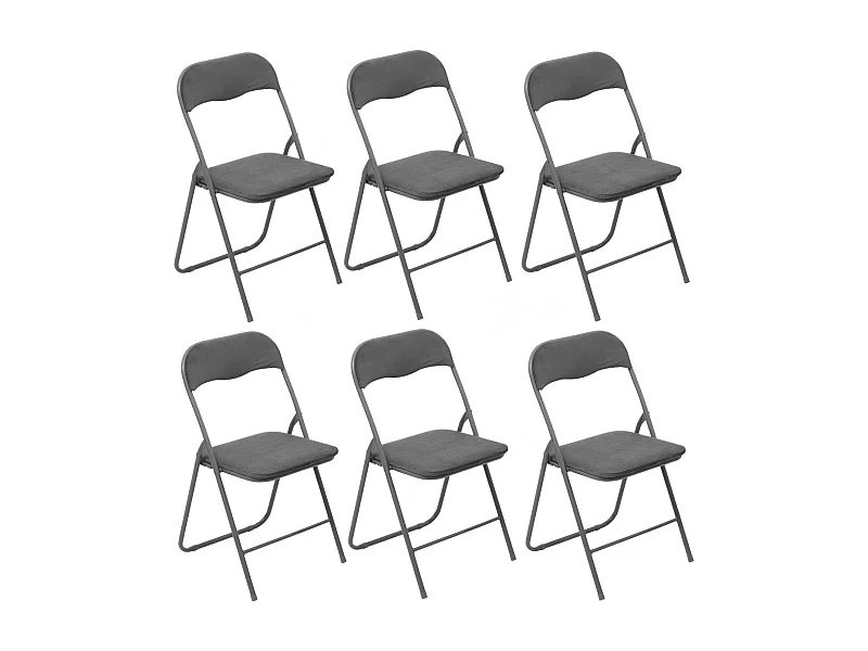 Lot de 6 chaises pliantes effet velours
