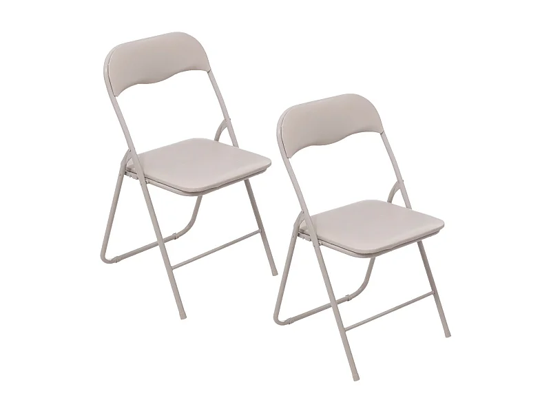 Lot de 2 chaises pliantes en PVC - Beige