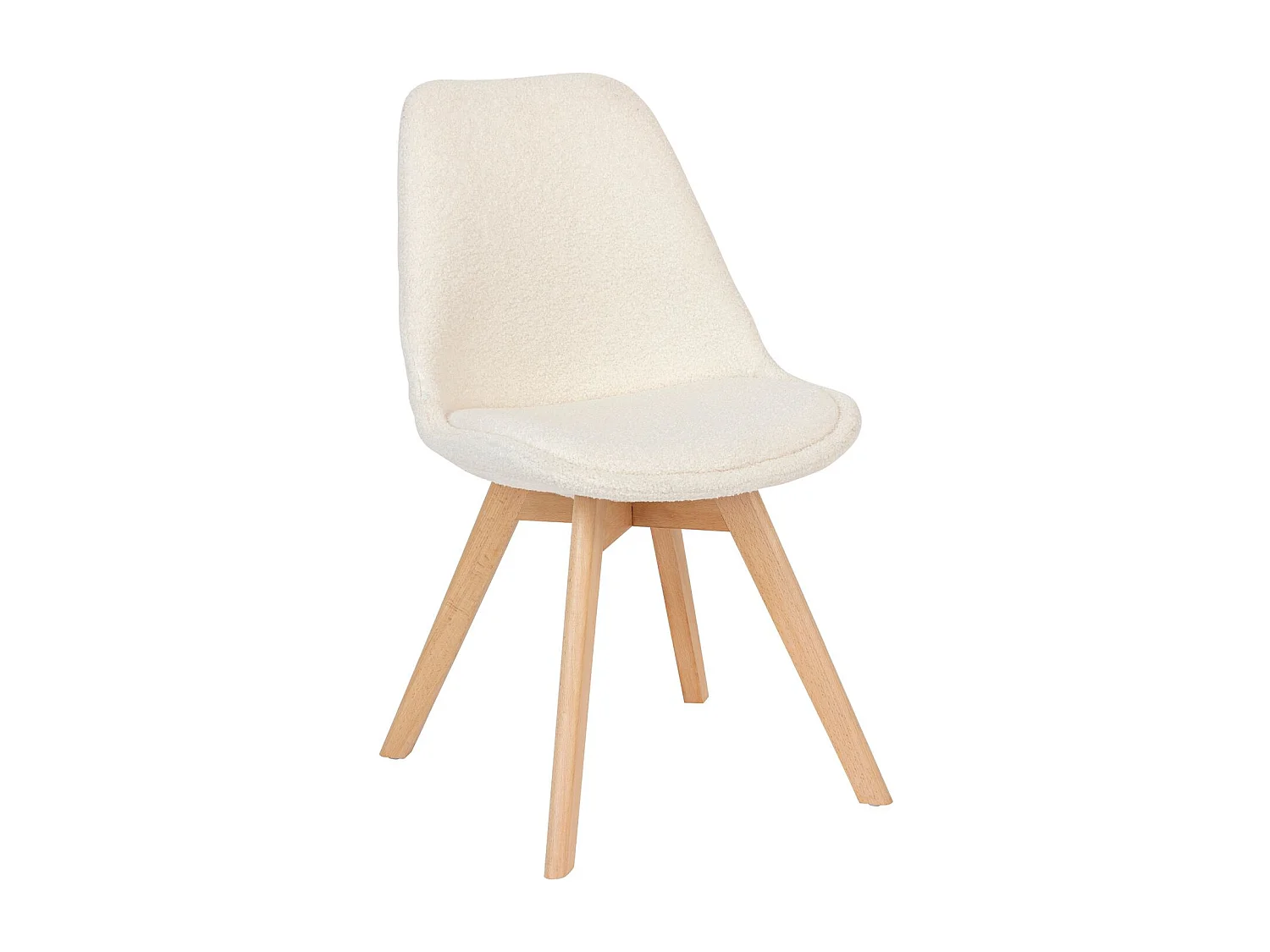 Lot de 4 chaises design scandinave en bouclette - Blanc