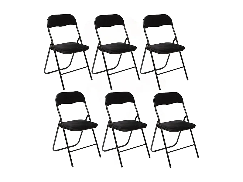 Lot de 6 Chaises pliantes effet velours