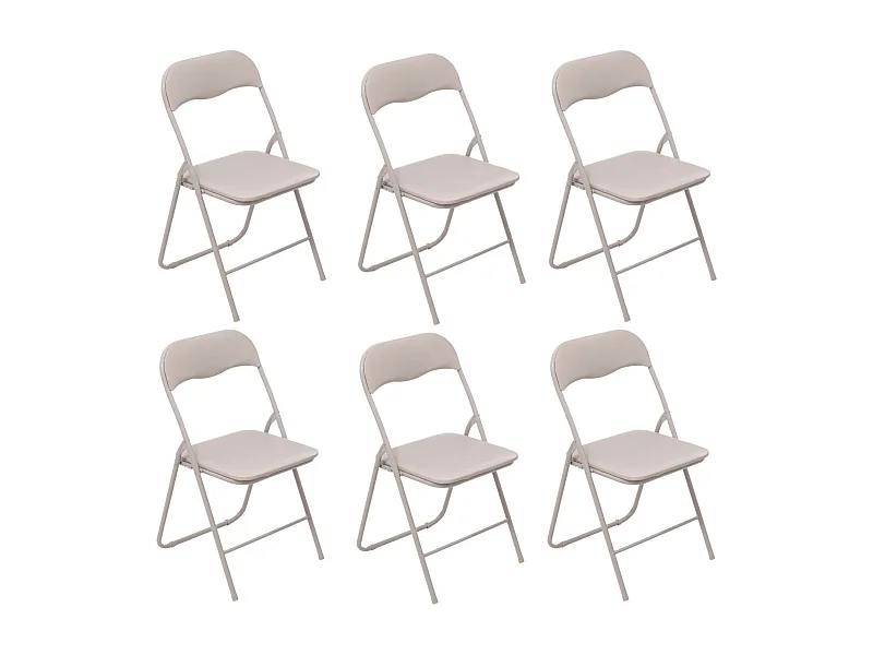 Lot de 6 chaises pliantes en PVC - Beige