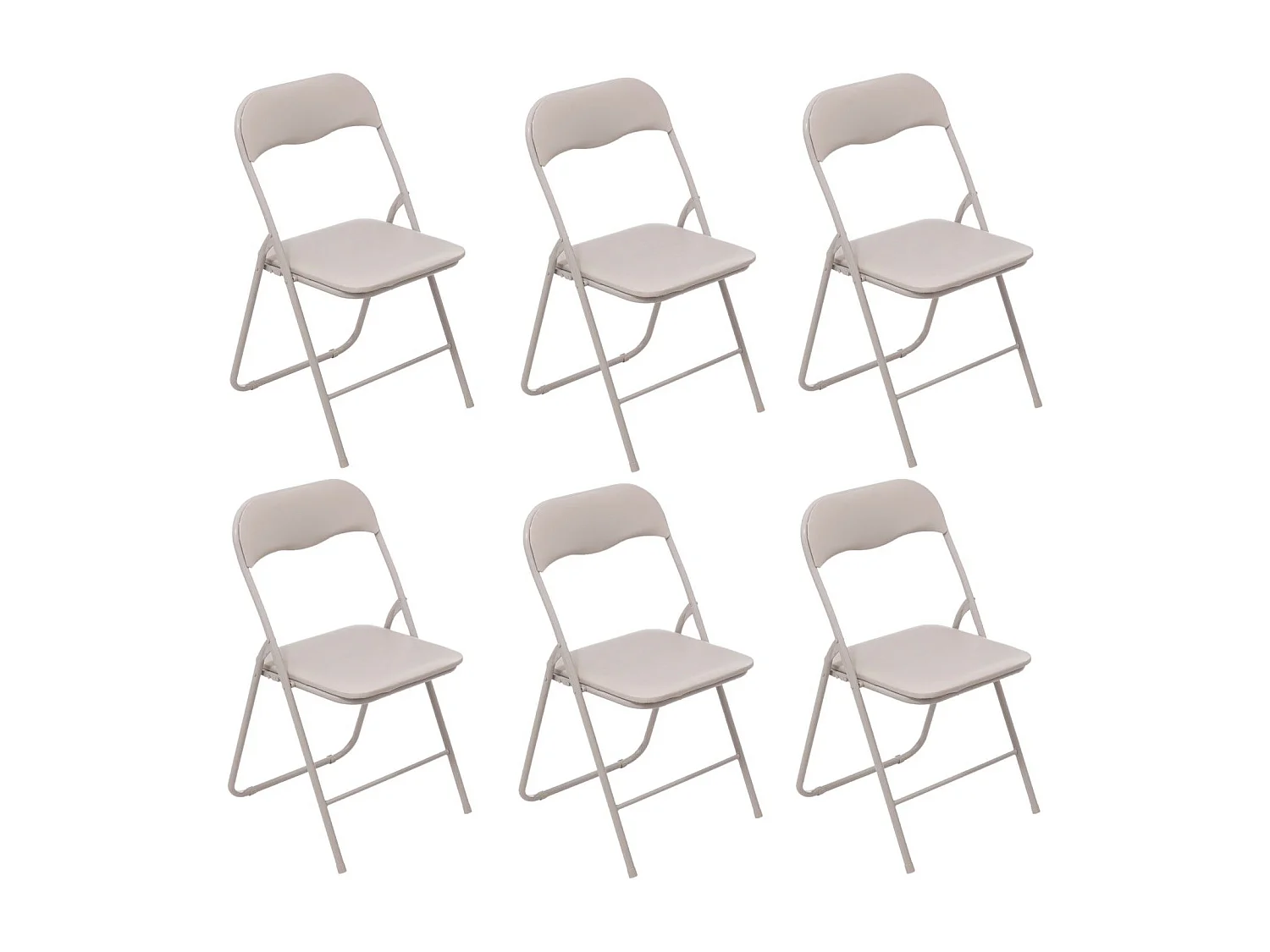 Lot de 6 chaises pliantes en PVC - Beige
