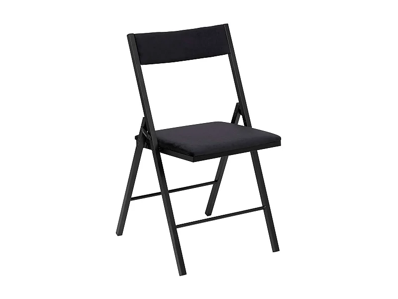 Chaise pliante carrée effet velours - Noir
