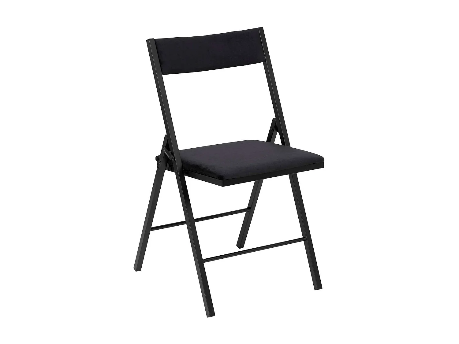 Chaise pliante carrée effet velours - Noir