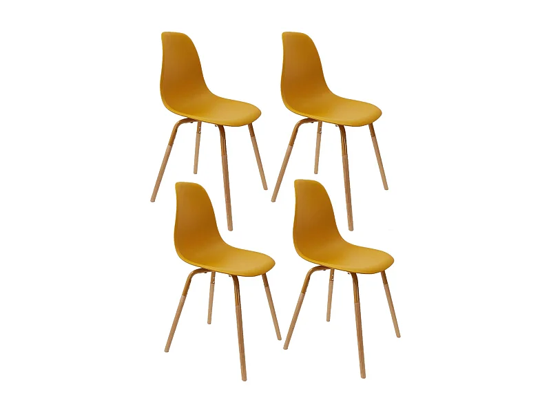 Lot de 4 Chaises scandinave Phenix en polypropylène et métal
