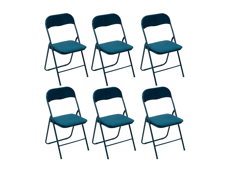 Lot de 6 chaises pliantes effet velours