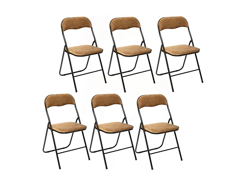 Lot de 6 Chaises pliantes effet velours