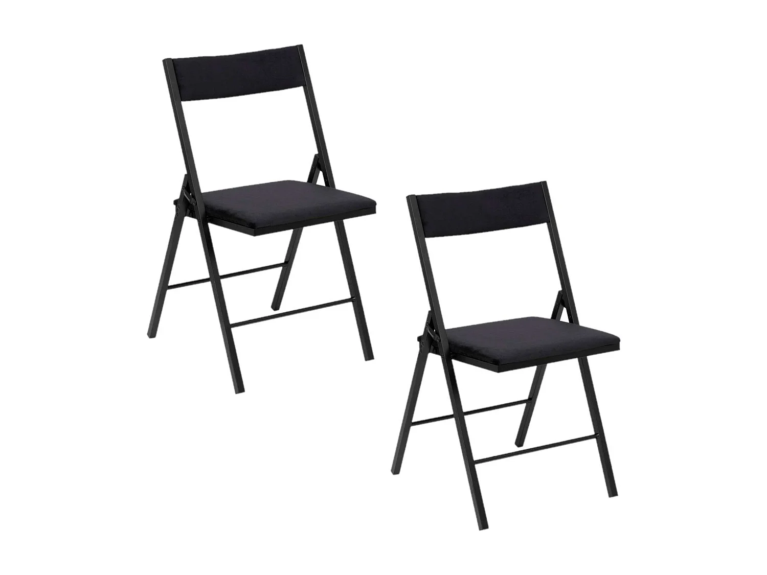 Lot de 2 chaises pliantes carrées en velours - Noir