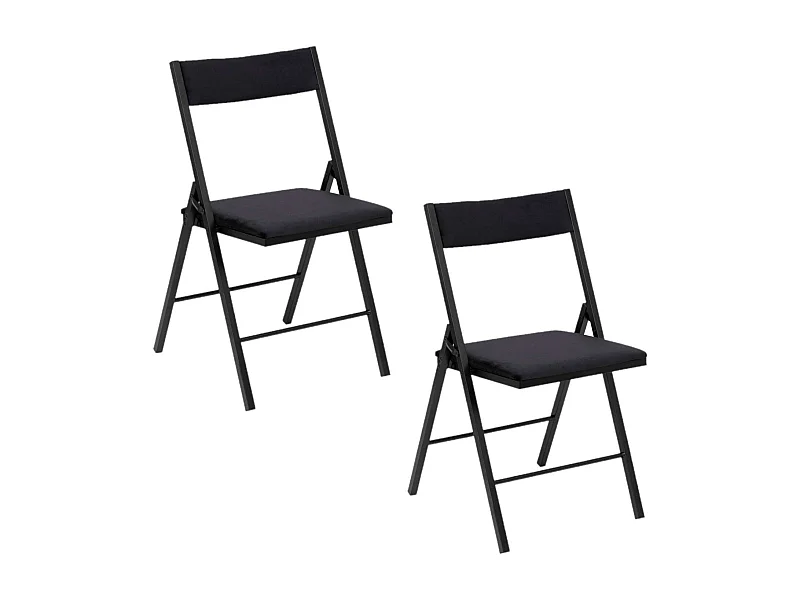 Lot de 2 chaises pliantes carrées en velours - Noir