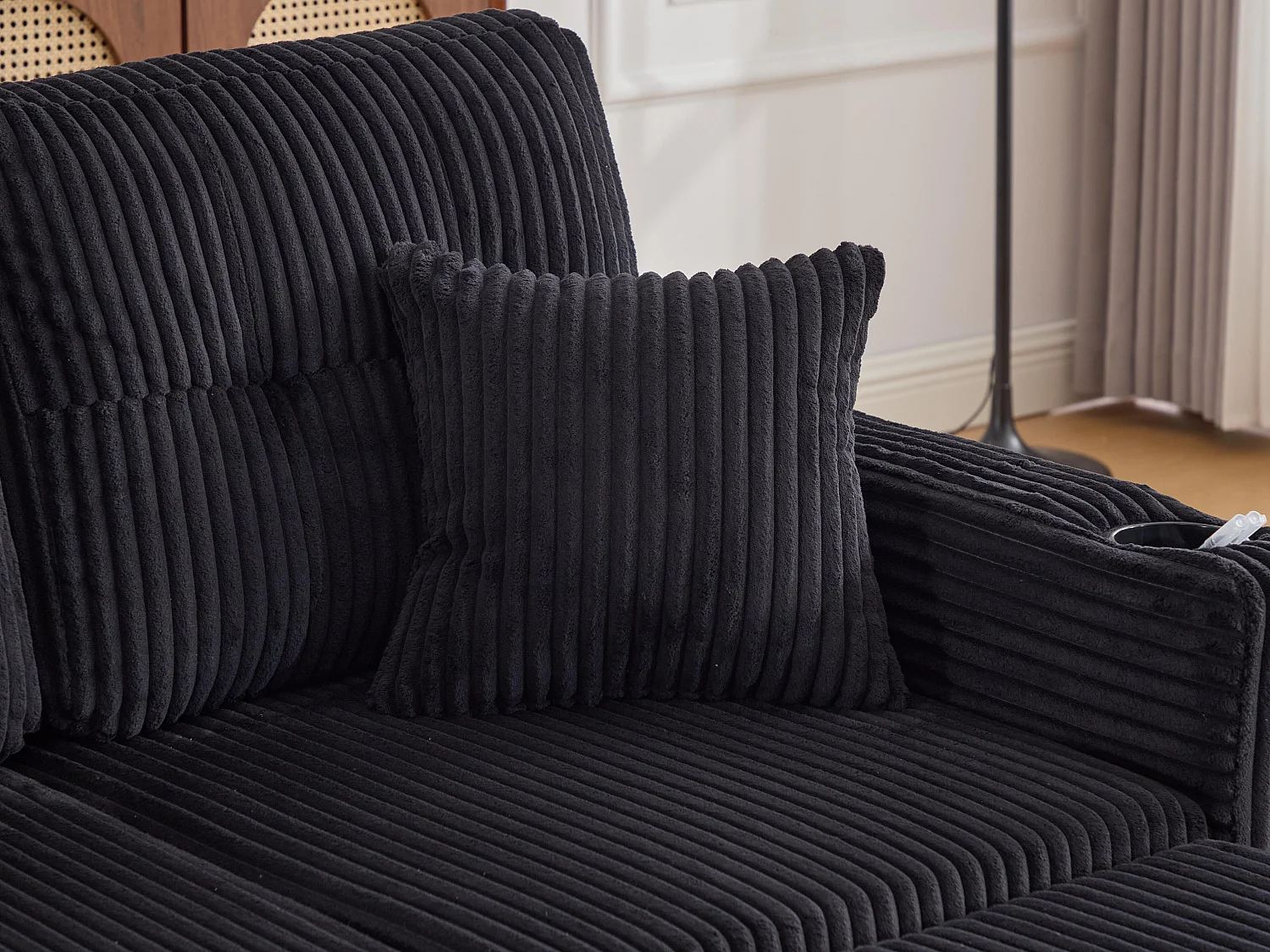 Allurex 2.0 - Canapé 3 Places Convertible - Canapé d’angle Modulable - Pouf Amovible et Rangements - USB et Type-C - Avec LED - Parfait Studio et Appartement