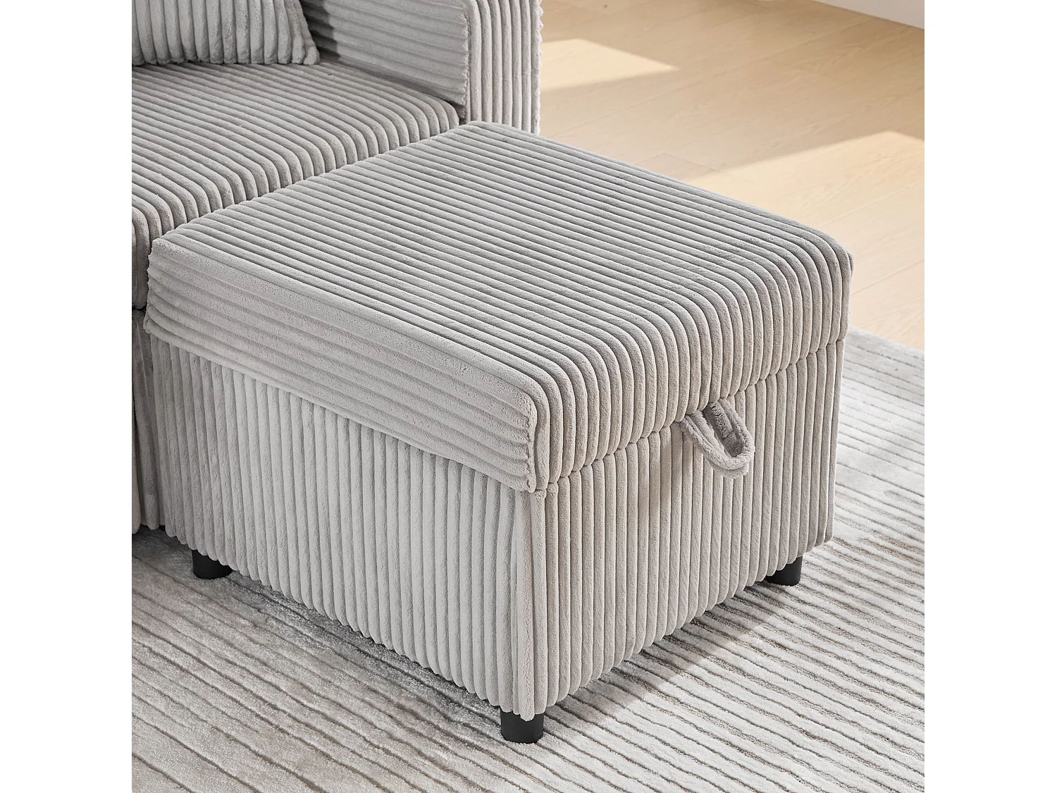 Allurex 2.0 - Canapé 3 Places Convertible - Canapé d’angle Modulable - Pouf Amovible et Rangements - USB et Type-C - Avec LED - Parfait Studio et Appartement