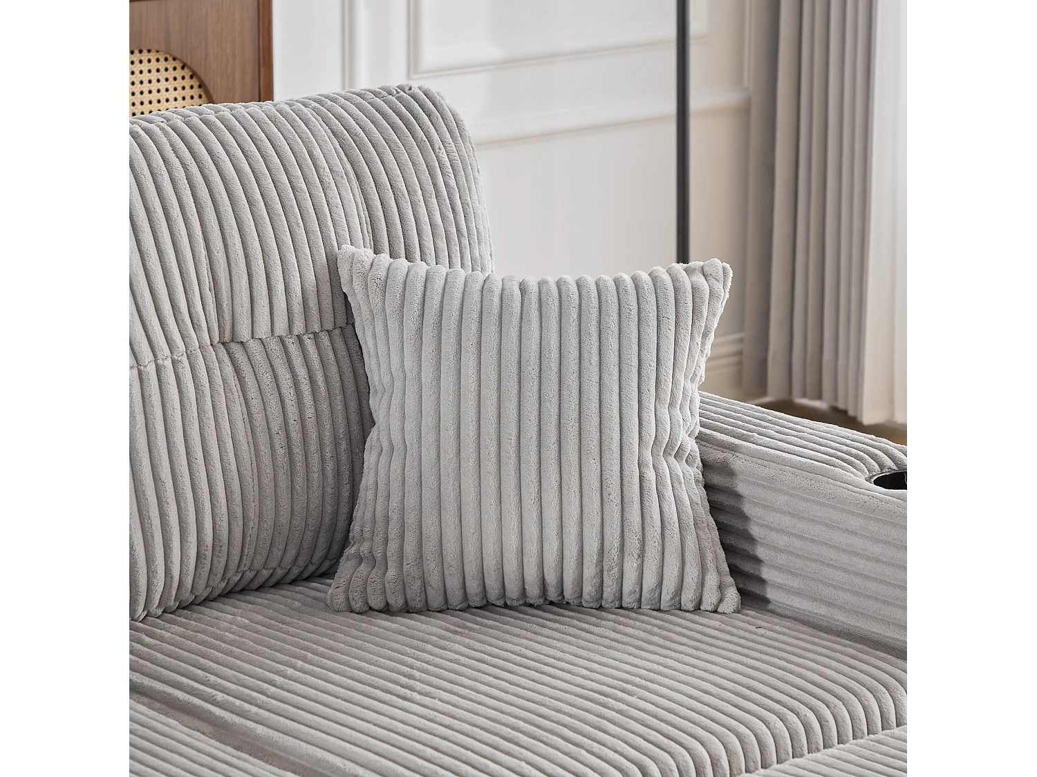 Allurex 2.0 - Canapé 3 Places Convertible - Canapé d’angle Modulable - Pouf Amovible et Rangements - USB et Type-C - Avec LED - Parfait Studio et Appartement