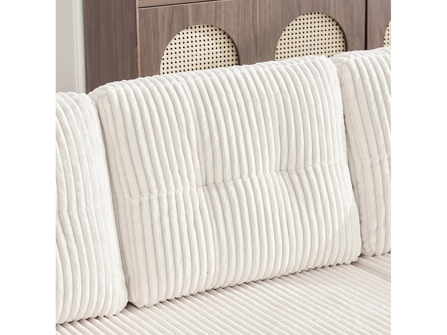 Canapé d'angle modulable 235 cm - Réversible avec méridienne - Velours côtelé - Mousse haute densité + ressorts - 2 coussins offerts - Gris