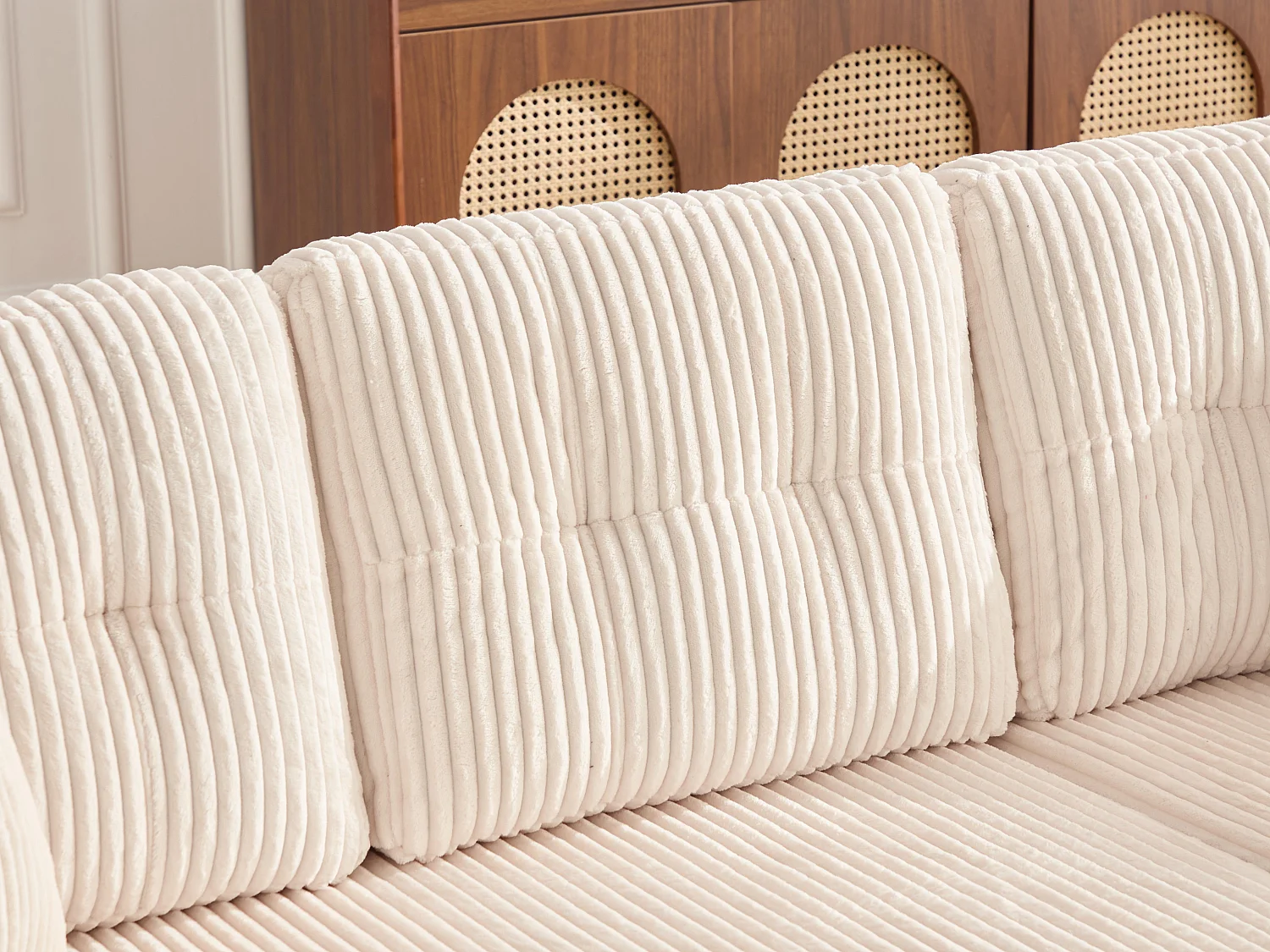 Allurex 2.0 - Canapé 3 Places Convertible - Canapé d’angle Modulable - Pouf Amovible et Rangements - USB et Type-C - Avec LED - Parfait Studio et Appartement
