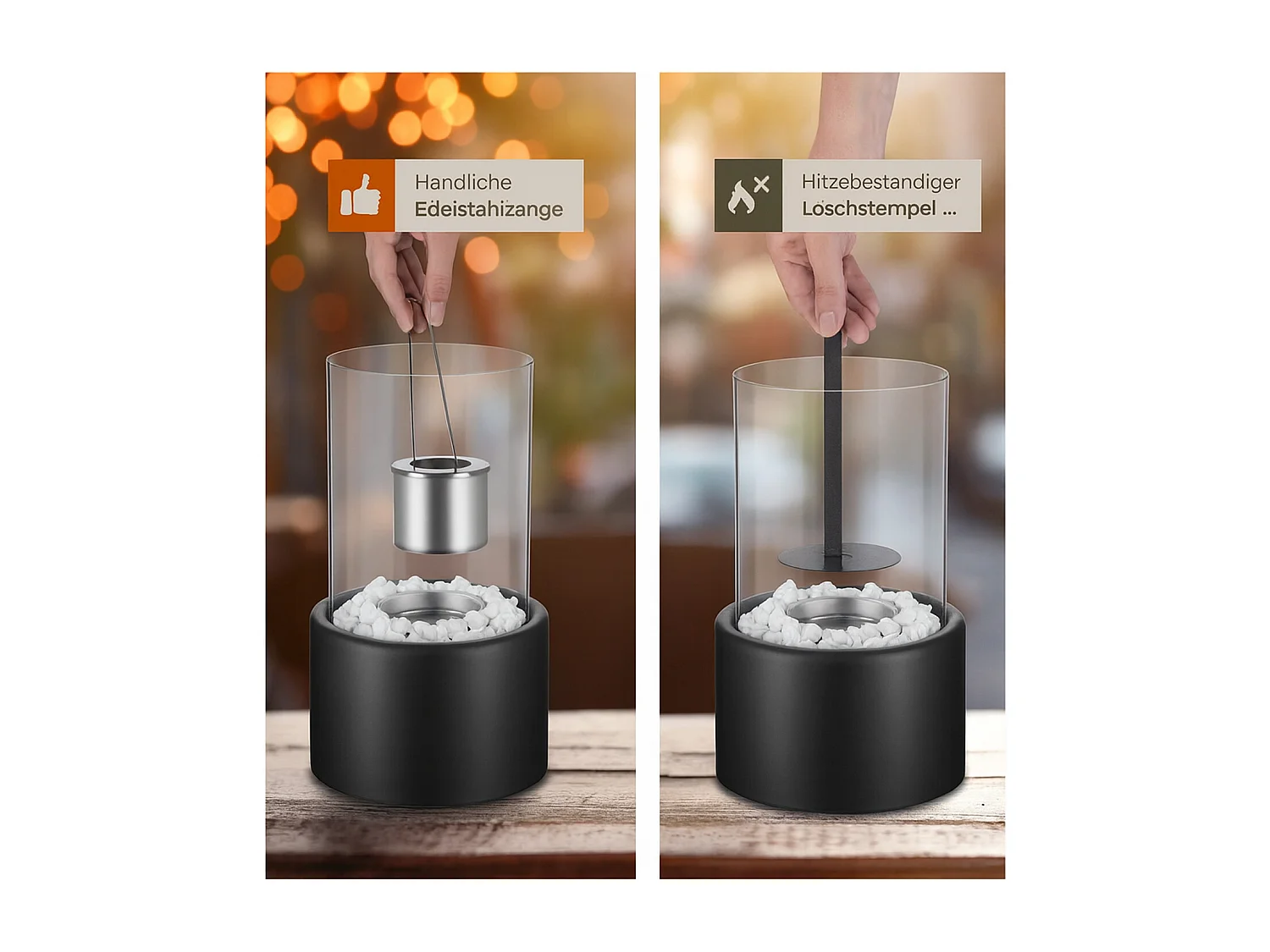 Nettlife Indoor-Bioethanolkamin, tragbarer dekorativer Tischkamin für Balkon, Schlafzimmer, Zuhause, Geschenkideen