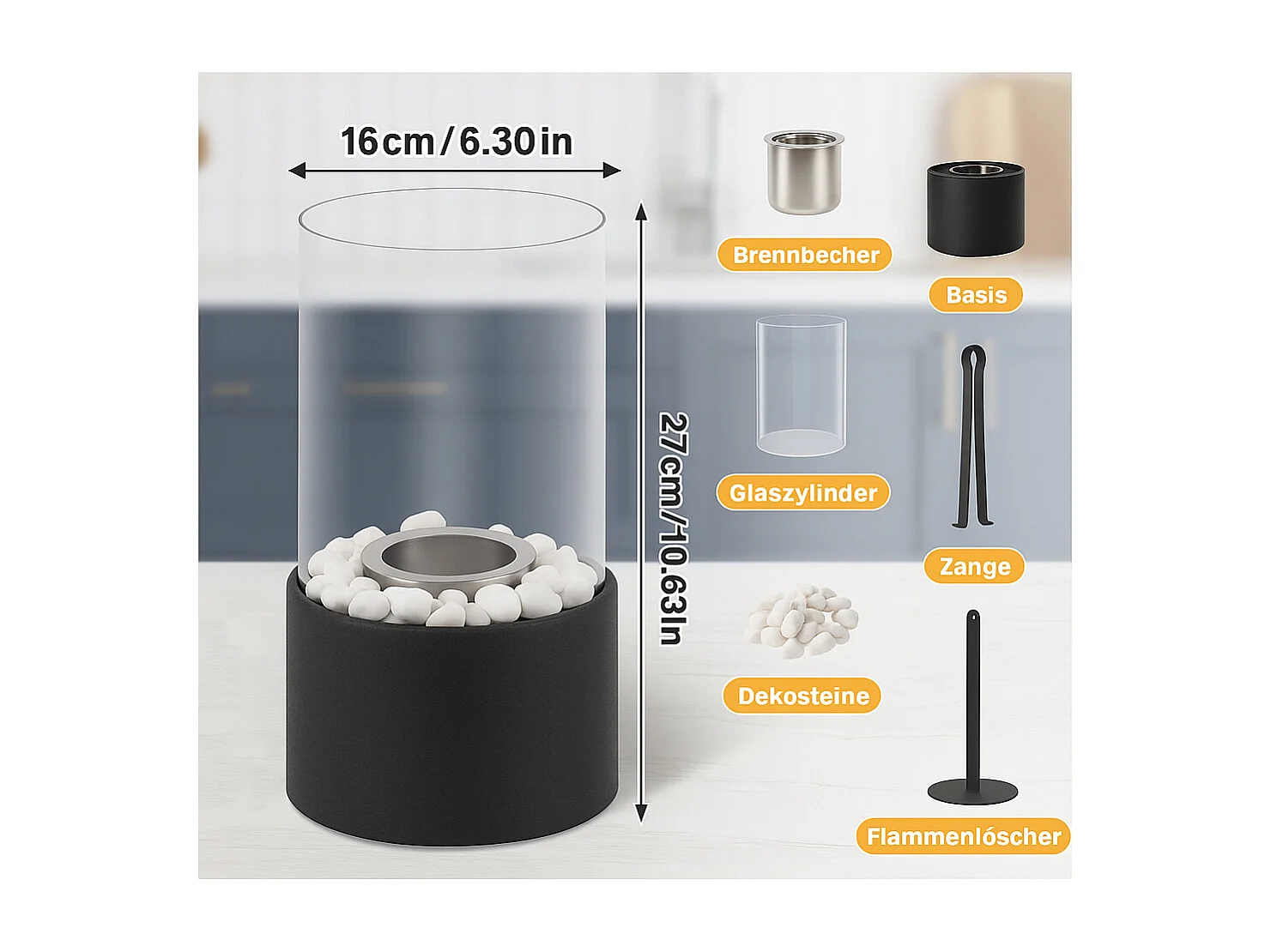 Nettlife Indoor-Bioethanolkamin, tragbarer dekorativer Tischkamin für Balkon, Schlafzimmer, Zuhause, Geschenkideen