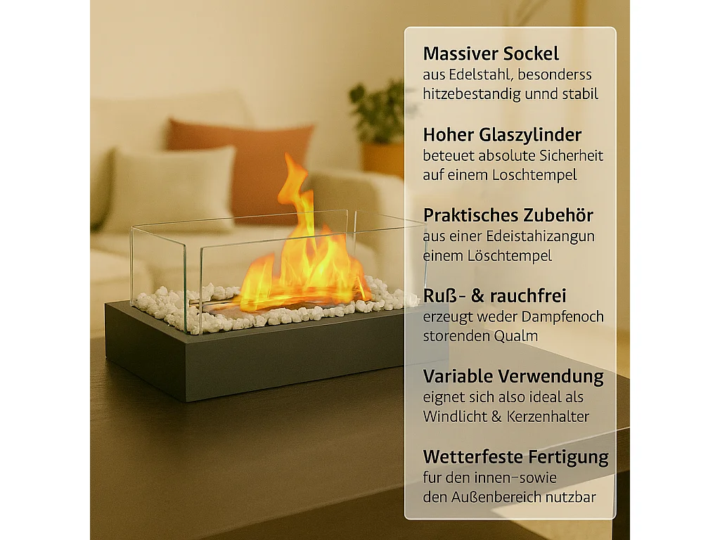 Nettlife Cheminée de table à l'éthanol pour balcon, chambre à coucher, maison, fête, idées cadeaux