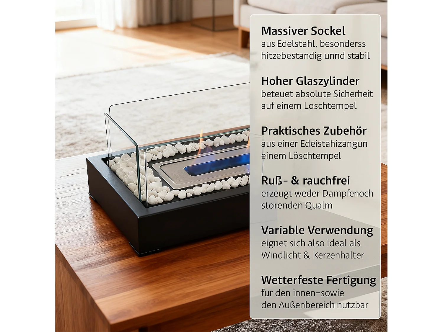 Nettlife Cheminée de table à l'éthanol pour balcon, chambre à coucher, maison, fête, idées cadeaux