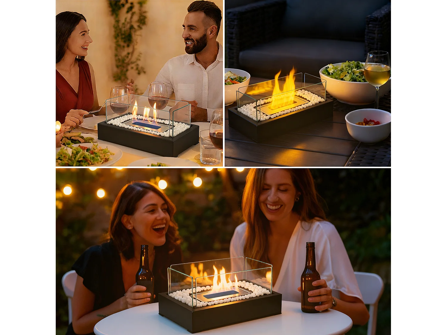 Nettlife Cheminée de table à l'éthanol pour balcon, chambre à coucher, maison, fête, idées cadeaux