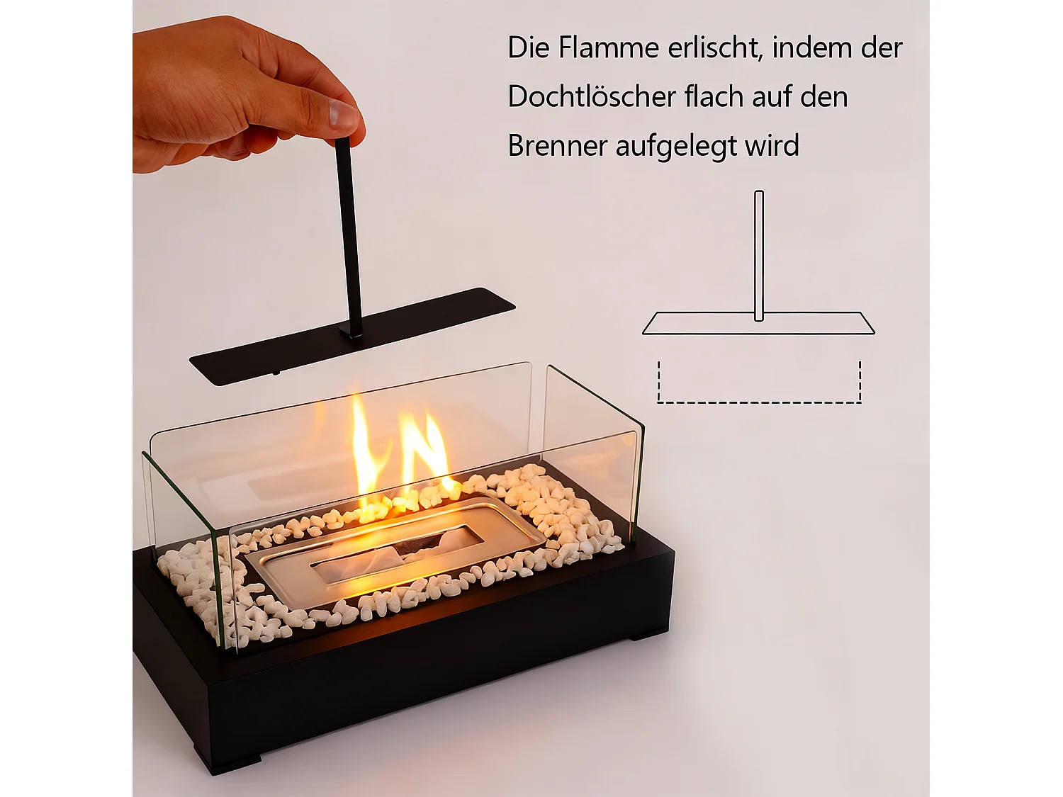 Nettlife Cheminée de table à l'éthanol pour balcon, chambre à coucher, maison, fête, idées cadeaux