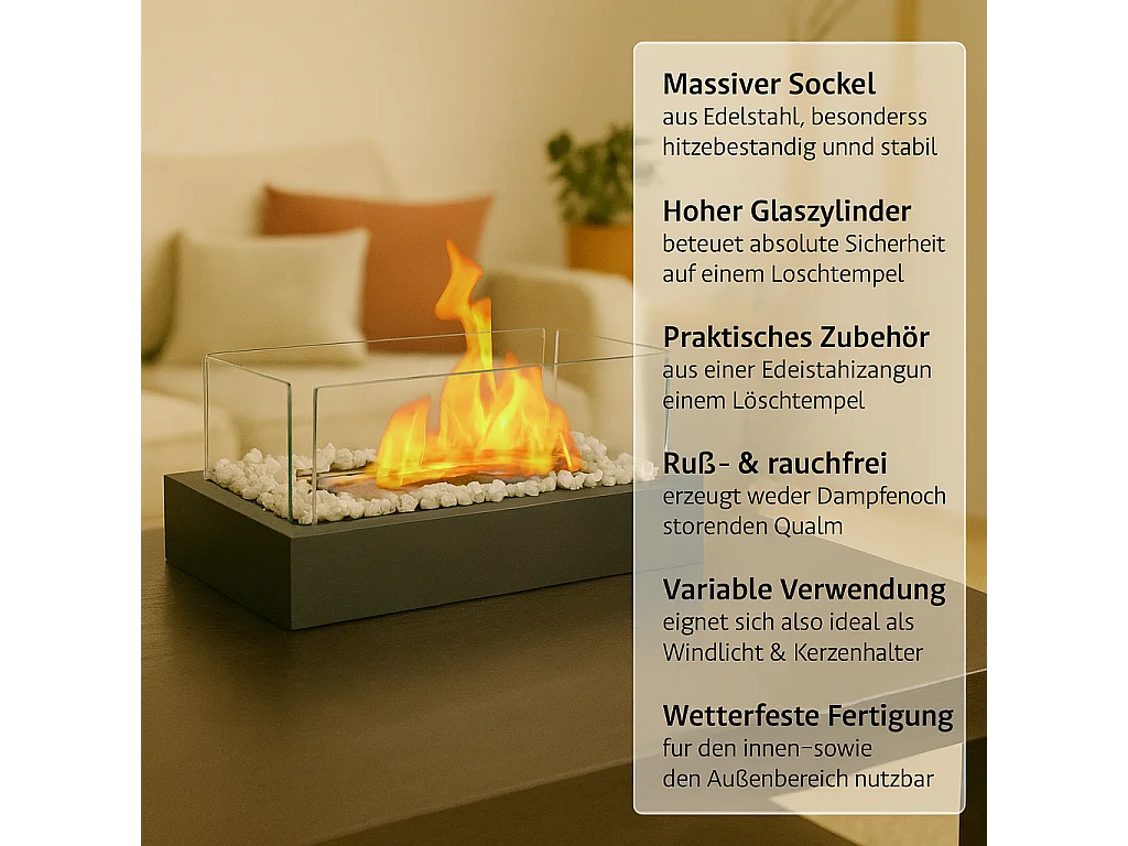 Kominek stołowy Nettlife na etanol na balkon, do sypialni, do domu, na imprezę, jako pomysł na prezent