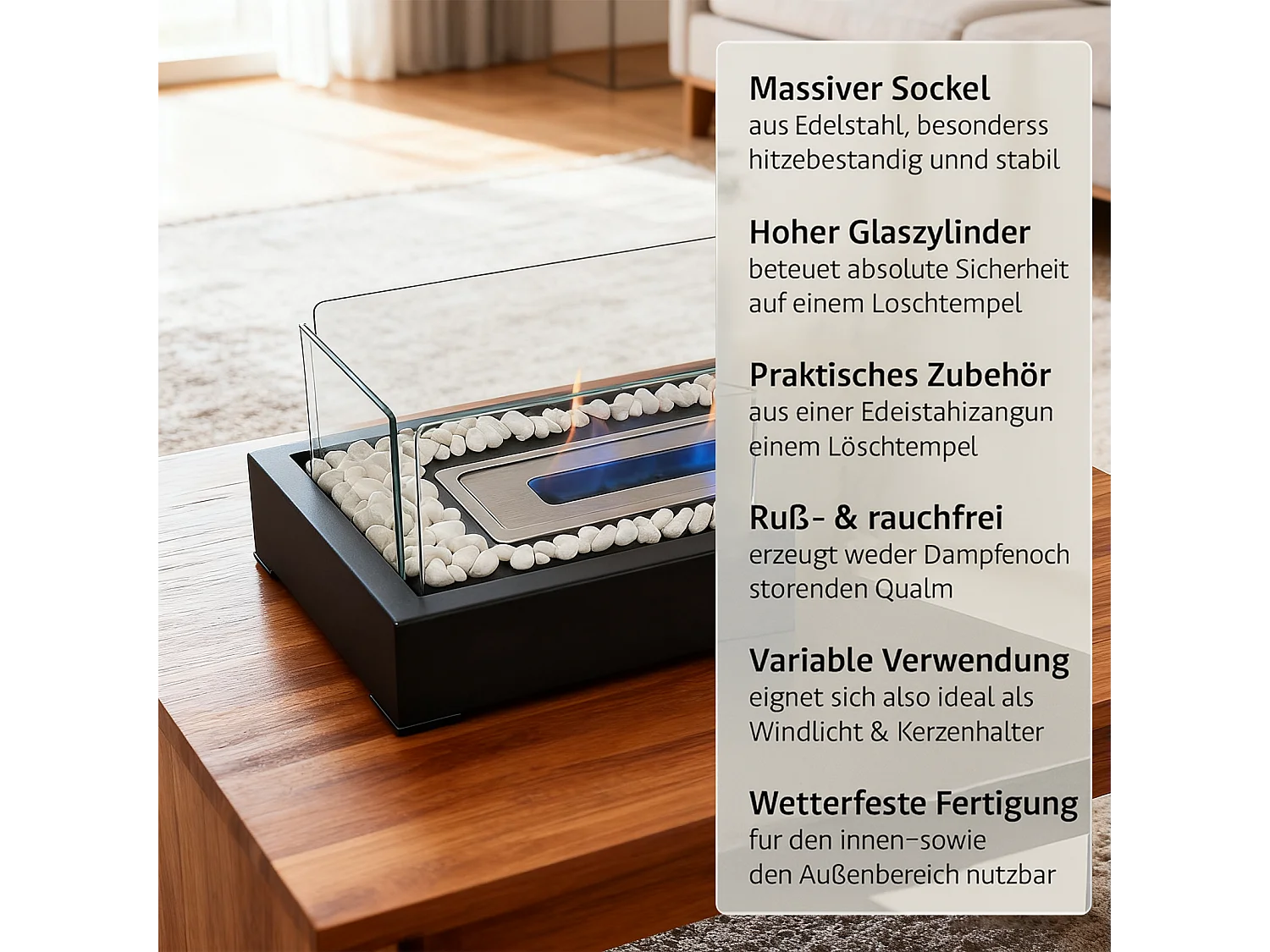 Kominek stołowy Nettlife na etanol na balkon, do sypialni, do domu, na imprezę, jako pomysł na prezent