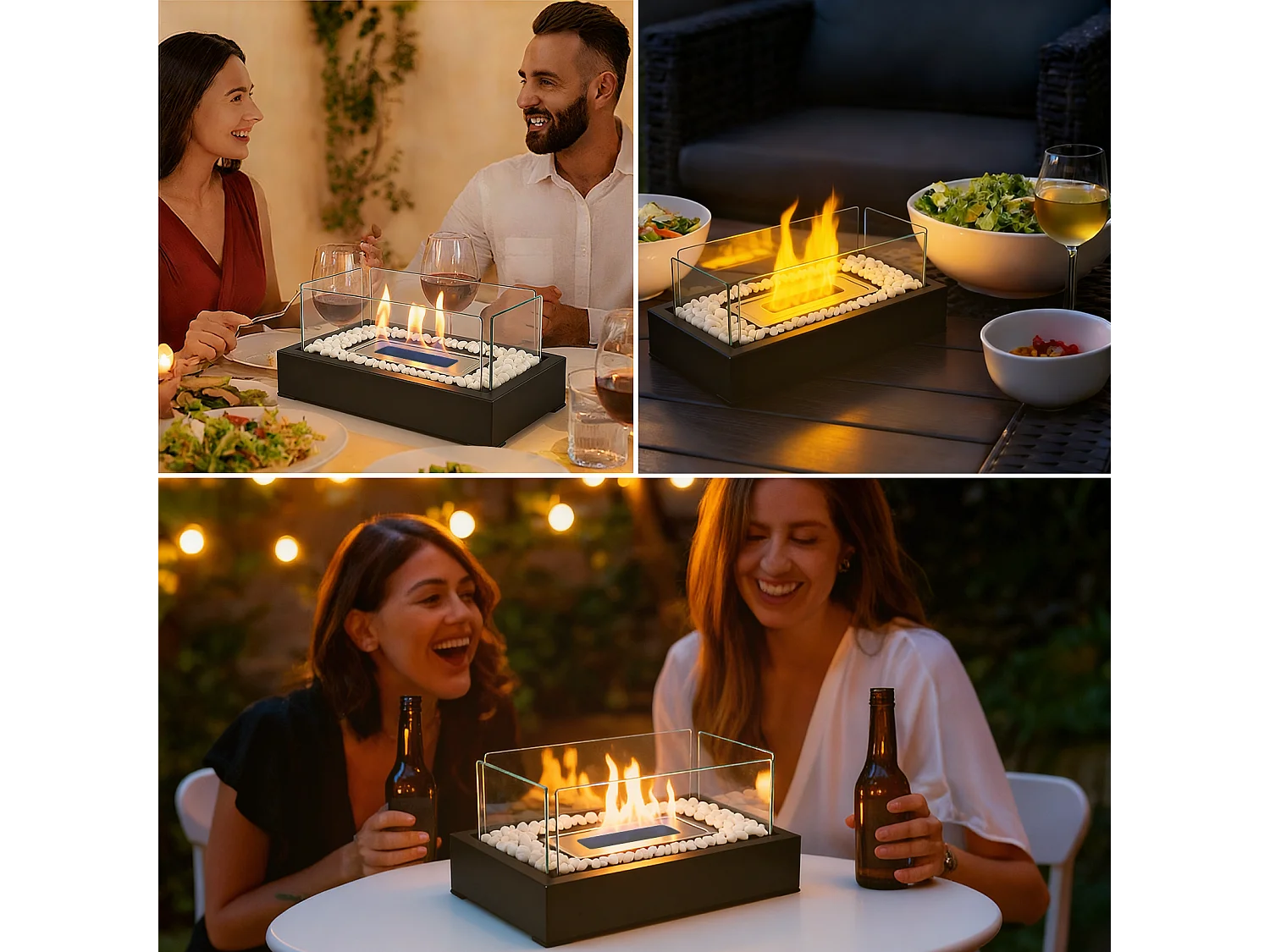 Kominek stołowy Nettlife na etanol na balkon, do sypialni, do domu, na imprezę, jako pomysł na prezent