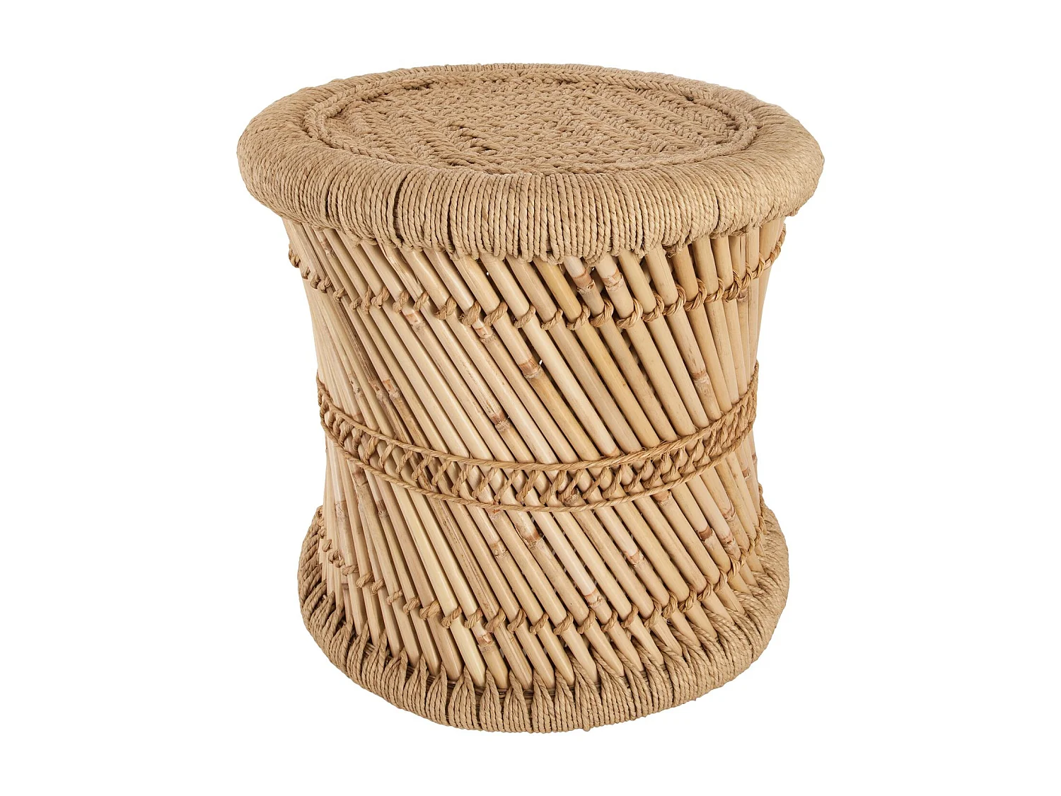 2 Tables gigognes en bambou et corde Nomade - Diam. 30/38 cm - Marron