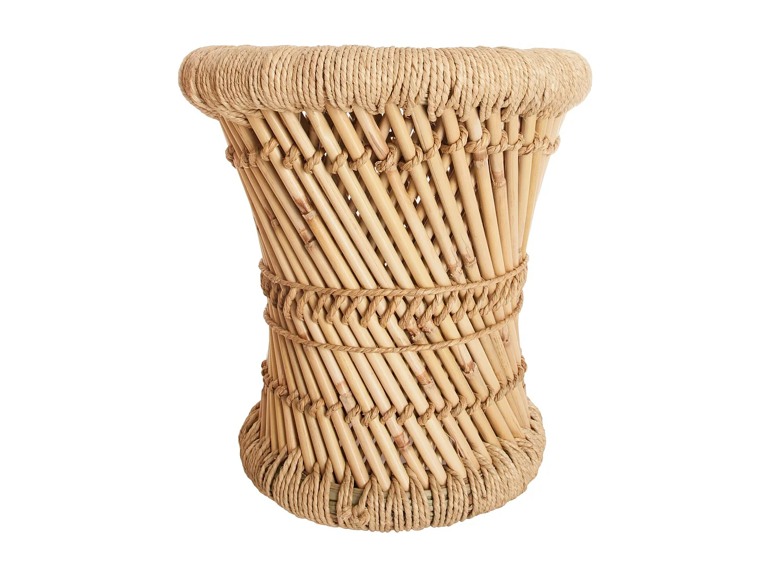 2 Tables gigognes en bambou et corde Nomade - Diam. 30/38 cm - Marron