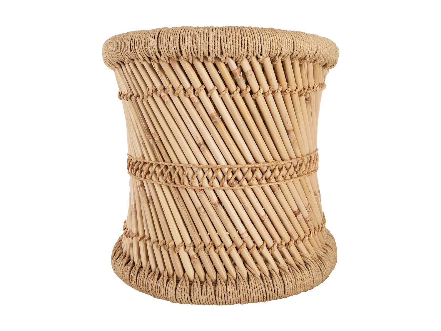 2 Tables gigognes en bambou et corde Nomade - Diam. 30/38 cm - Marron