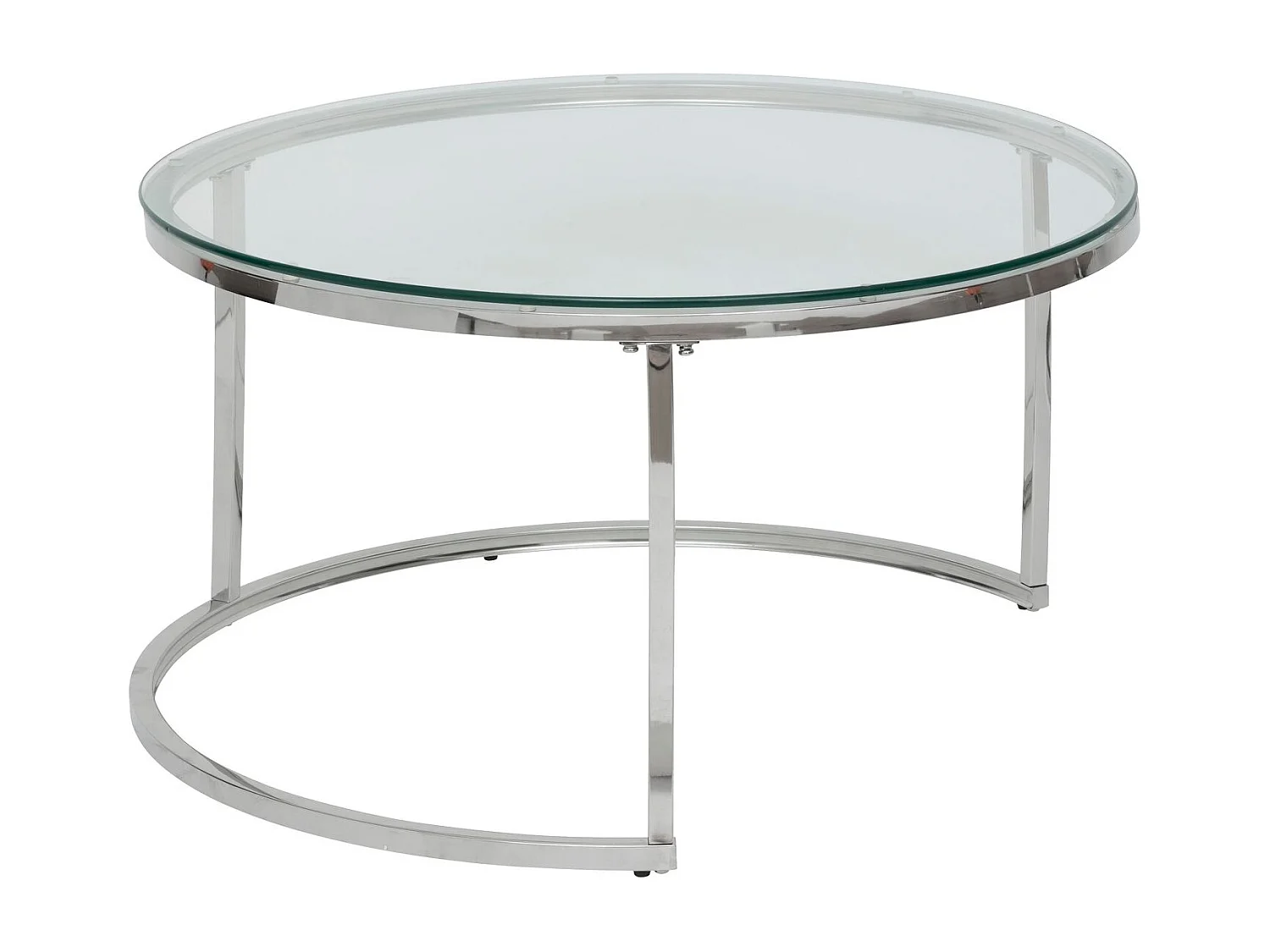 Ensemble de 2 tables basses gigognes en verre et inox KNEO - Argent