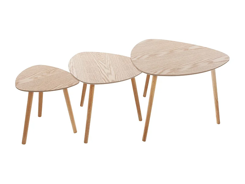 3 Tables d'appoint bois Mileo