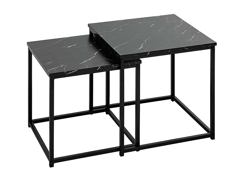 Duo de tables d'appoint effet marbre - Noir