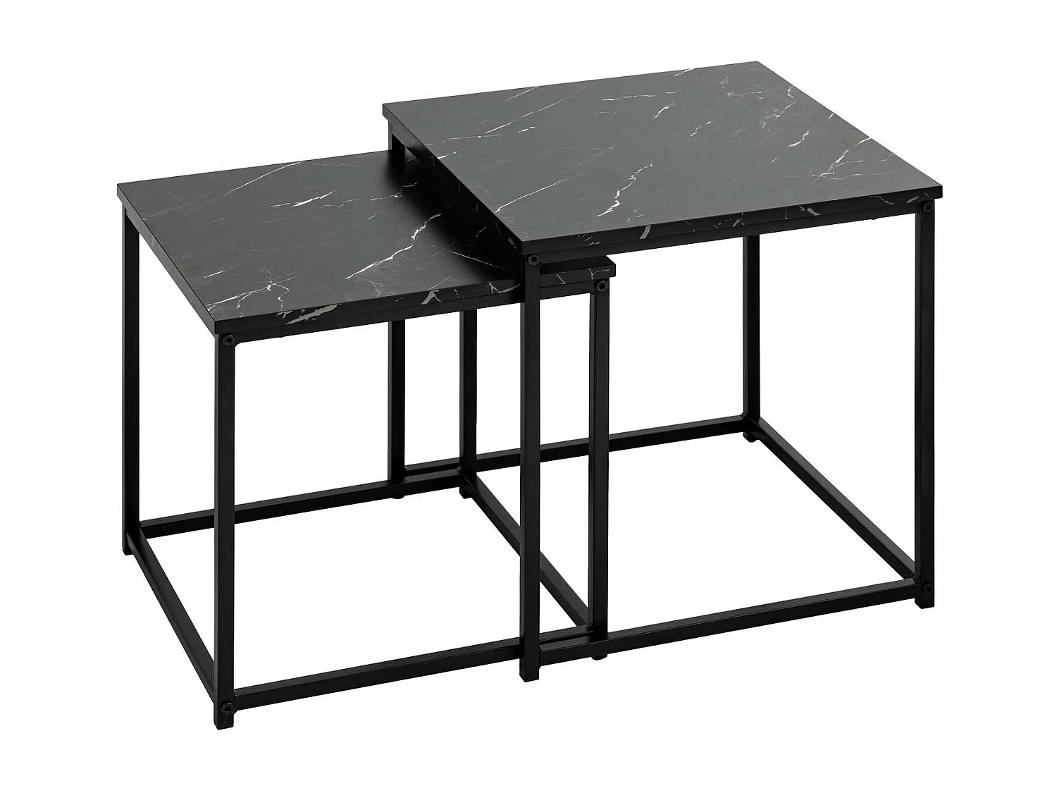 Duo de tables d'appoint effet marbre - Noir