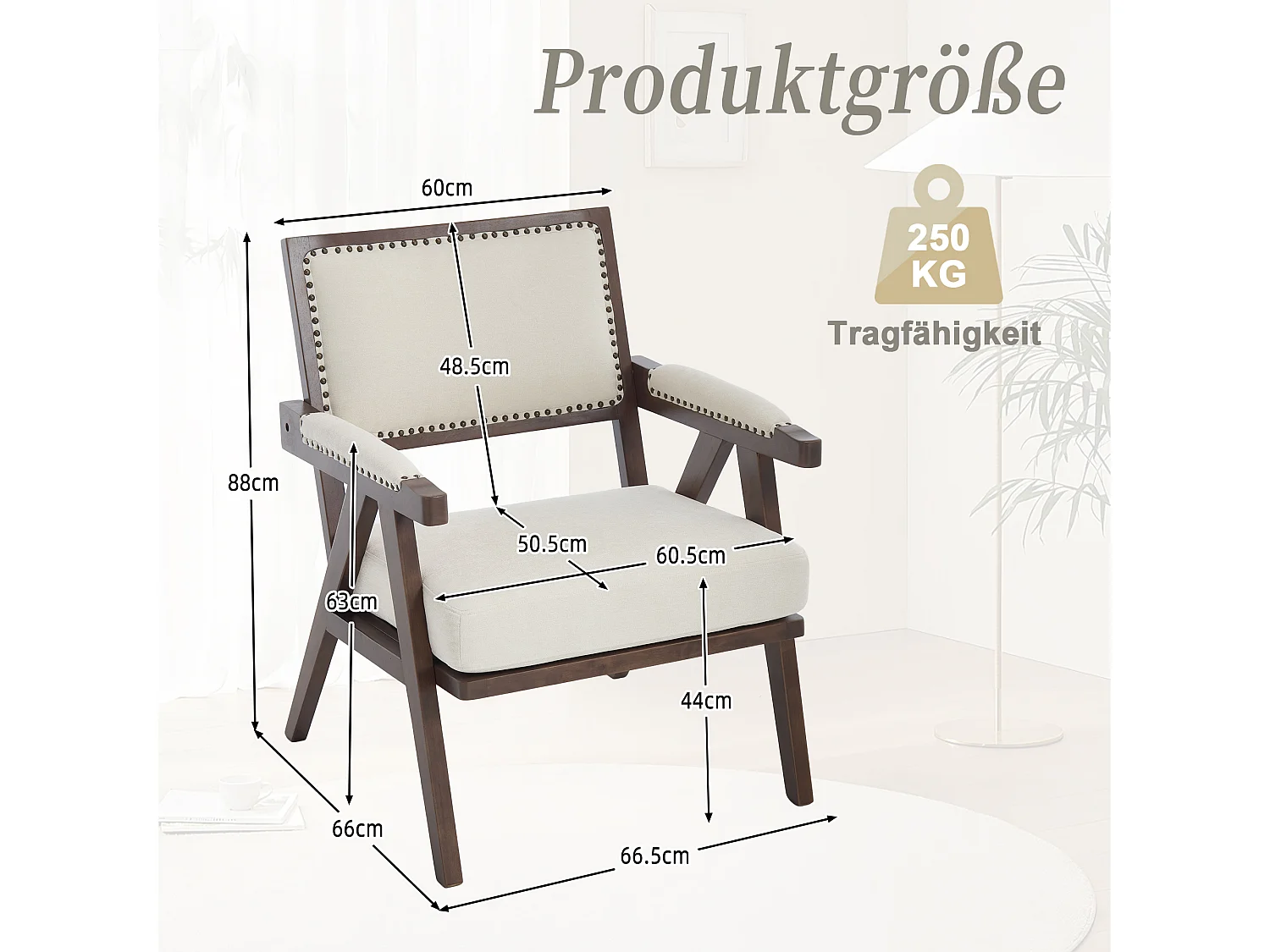 Sienna – Lot de 2 Fauteuils en Coton-Lin Et Bois Massif – Style Vintage avec Dossier Ergonomique – Vert — Confortables pour Salon, Chambre ou Bureau