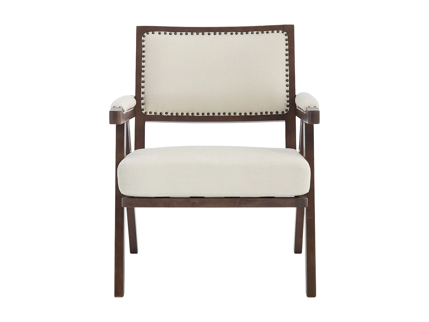 Sienna – Lot de 2 Fauteuils en Coton-Lin Et Bois Massif – Style Vintage avec Dossier Ergonomique – Beige — Confortables pour Salon, Chambre ou Bureau