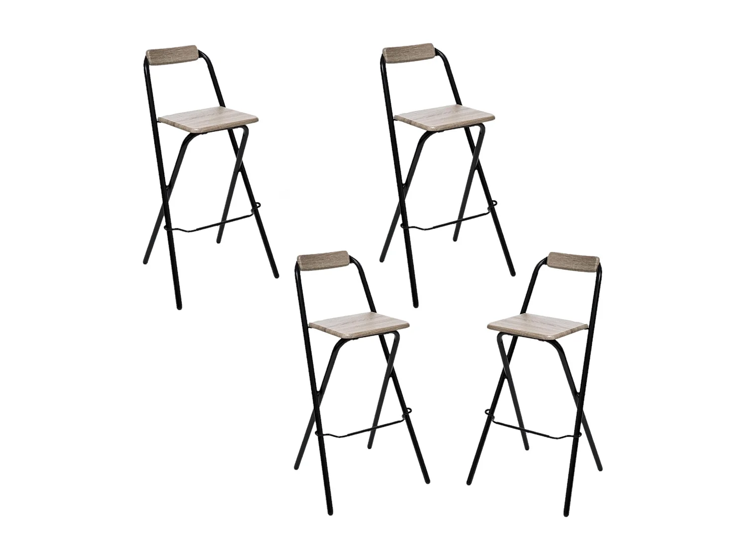 Lot de 4 Chaises de bar pliante Louna - H. 97,5 cm