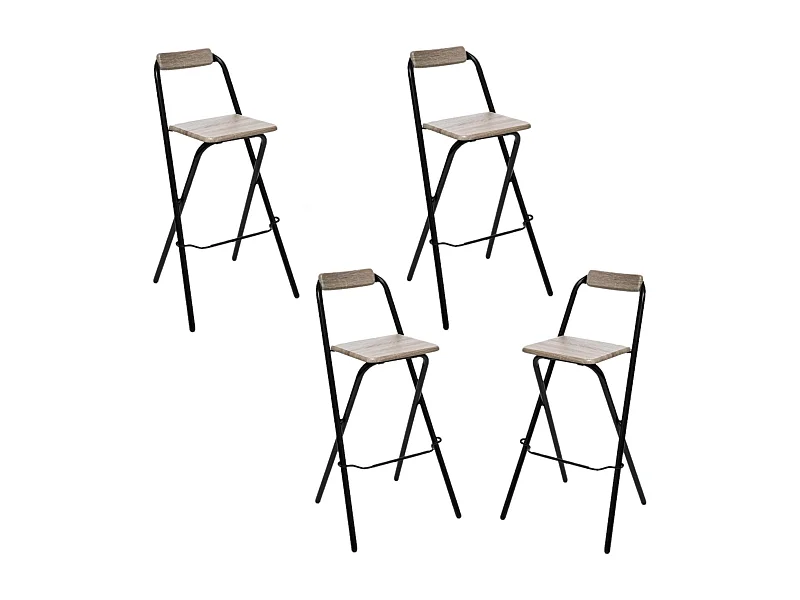 Lot de 4 Chaises de bar pliante Louna - H. 97,5 cm