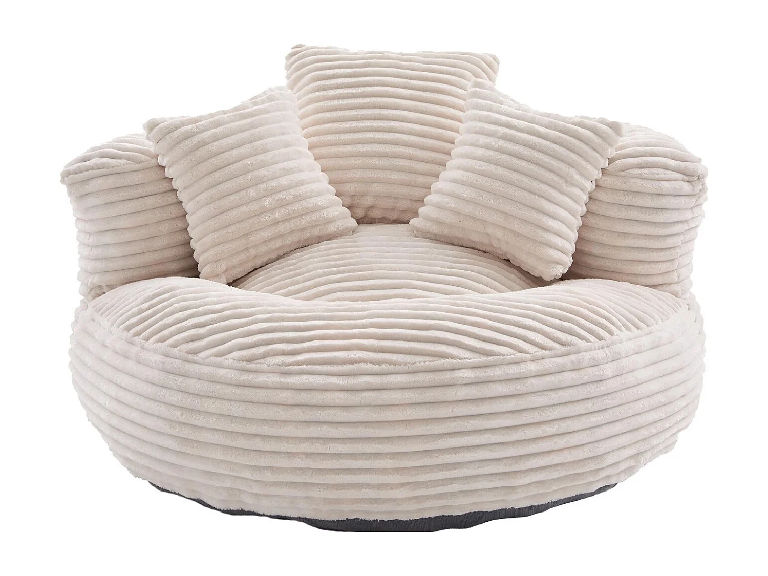 Fauteuil poire en velours côtelé - Pouf Beige – Grand modèle – 3 coussins inclus – Ultra moelleux – Pour adultes et enfants