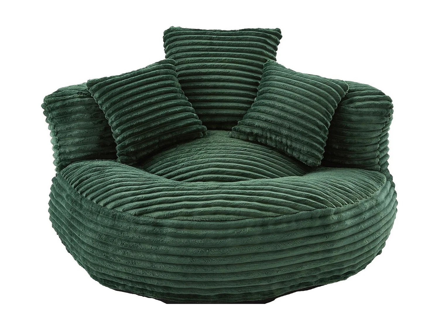 Fauteuil poire en velours côtelé - Pouf Vert – Grand modèle – 3 coussins inclus – Ultra moelleux – Pour adultes et enfants