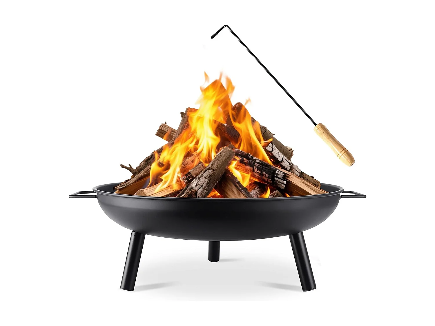 Nettlife Garden Fire Pit - Vuurkorf met een diameter van 58 cm, 2 handgrepen en een pook van 43 cm - Geschikt voor hout - Vuurkorf met 2 jaar garantie