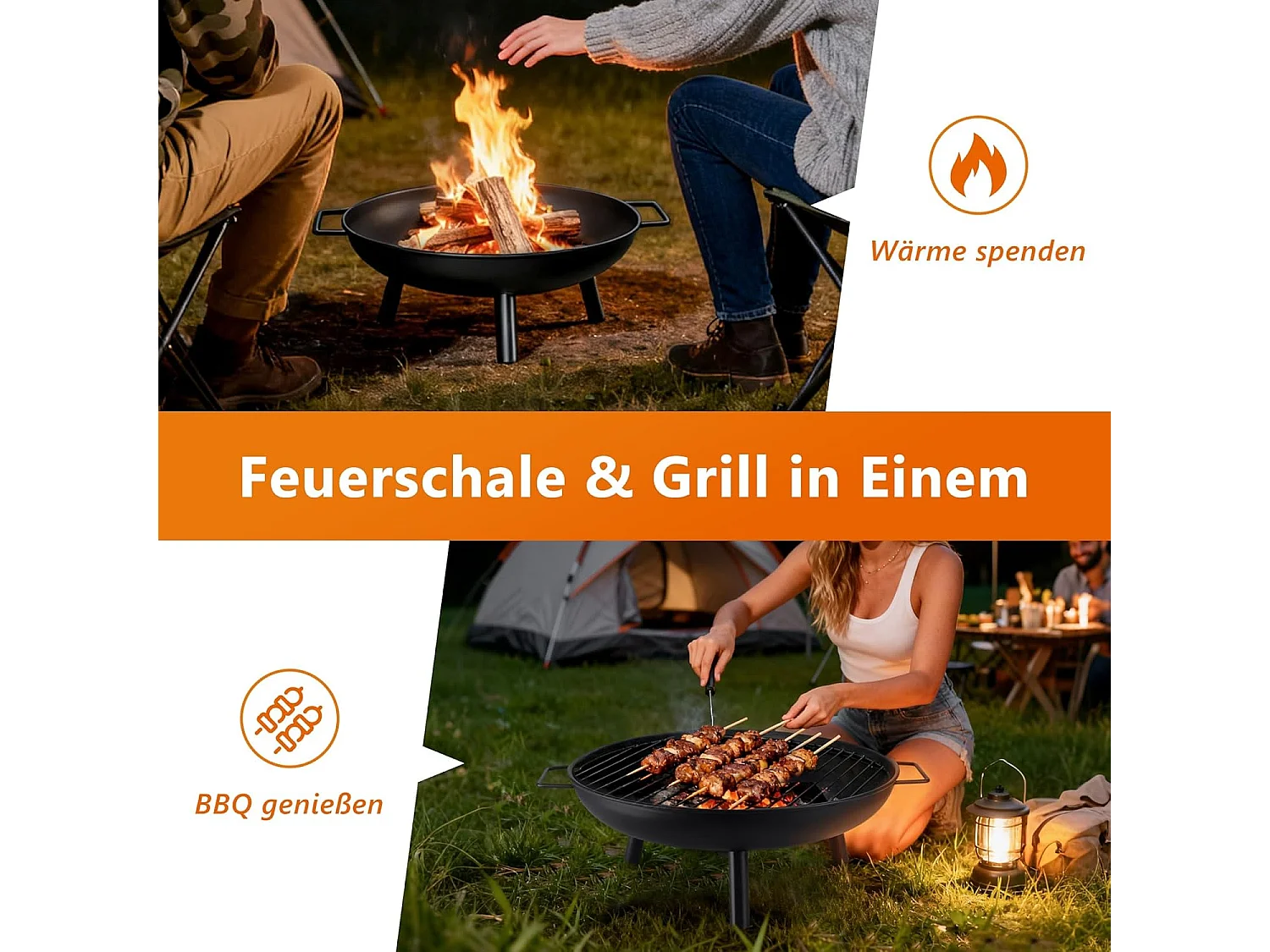 Nettlife Garden Fire Pit - Vuurkorf met een diameter van 58 cm, 2 handgrepen en een pook van 43 cm - Geschikt voor hout - Vuurkorf met 2 jaar garantie