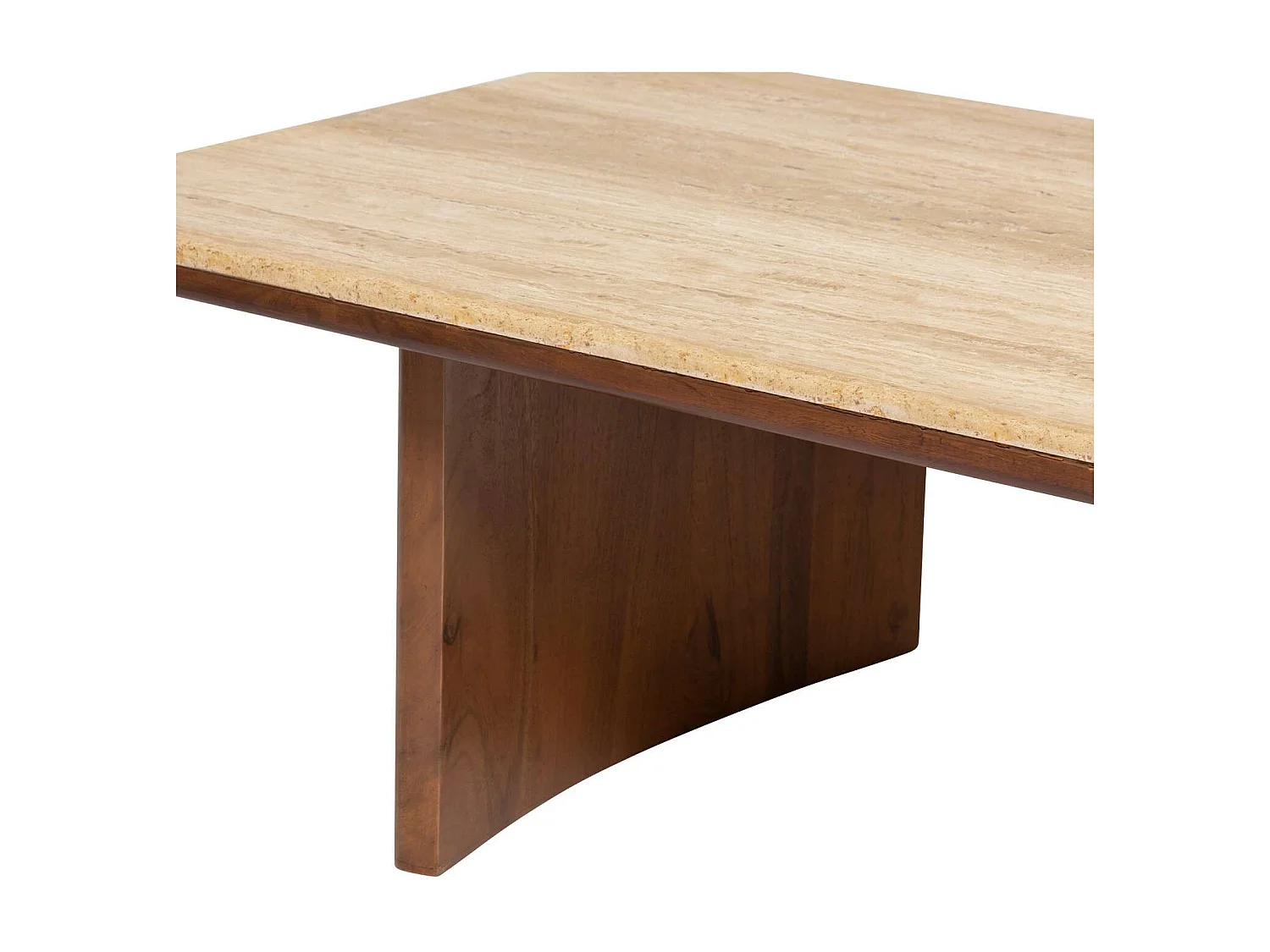 Table basse en acacia et travertin JIVAN - Marron