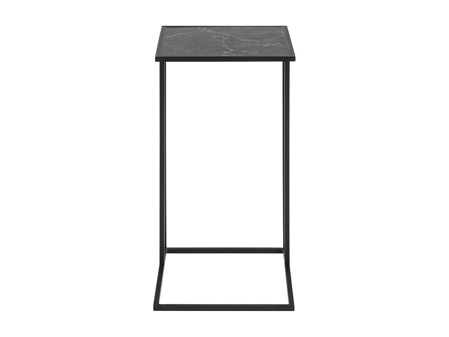 Table d'appoint ou à café rectangulaire haute effet marbre en Mélamine et Métal - L. 43 cm x H. 63 cm - Noir